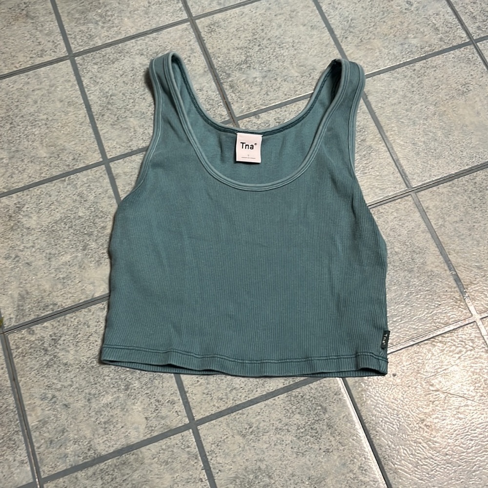 Tna turquoise ribbed crop top tank